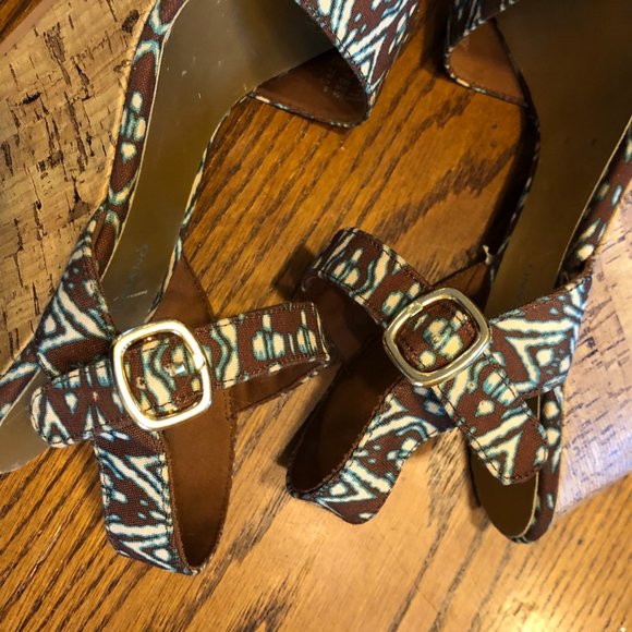 Christian Siriano fabric boho print cork wedges - Picture 7 of 7